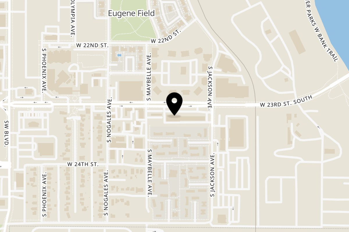 Map showing the location of Apple Barrel Cafe Rt. 66 - West Tulsa on 730 W 23rd St in Tulsa